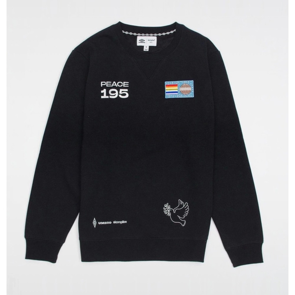 Umbro x Akomplice Peace 195 Crewneck Sweatshirt Black Mens Size Medium NWT